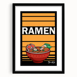 Extra large abstract art print featuring colorful, textured food dishes on a black framed canvas.