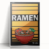 Acrylic print of art deco poster featuring assorted food dishes in muted colors, ideal for modern kitchen decor.