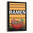 Black and white framed canvas of vintage poster art featuring assorted food dishes, suitable for bedroom wall decor.