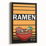Framed canvas wall art featuring a vintage poster of assorted dishes in black, ideal for bedroom decor.
