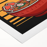 Extra large rolled canvas featuring a variety of detailed food dishes in soft pastel shades, ideal for dining room wall art.