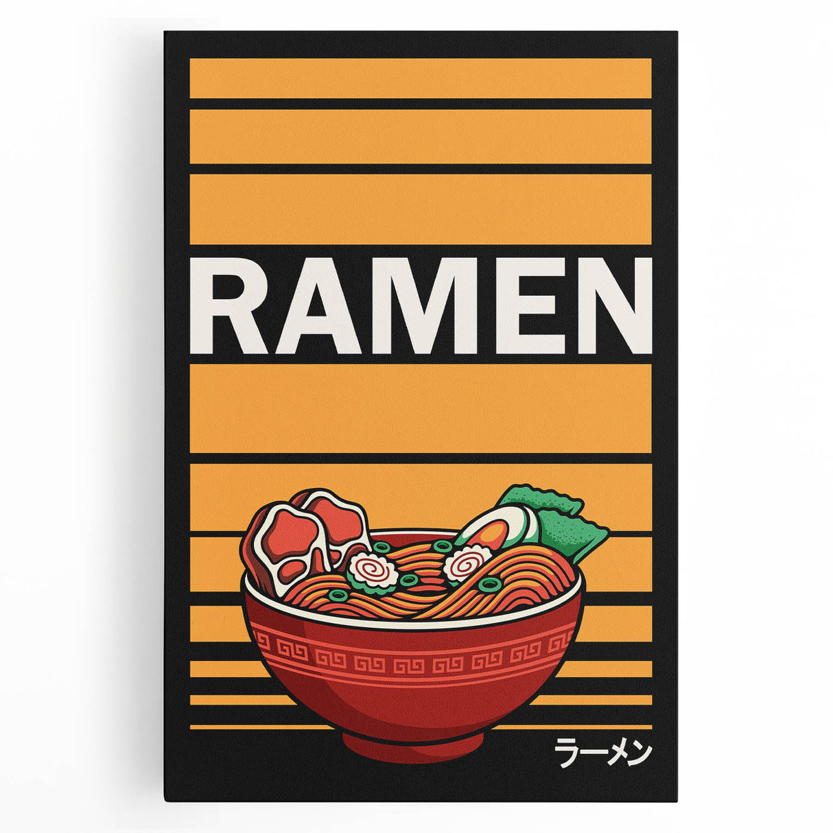 Black and white stretched canvas featuring an array of various food dishes, ideal for kitchen wall art.