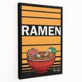 Large canvas featuring an array of illustrated international dishes in vibrant colors, ideal for kitchen wall art.