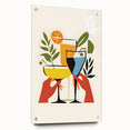 Large abstract wall art on acrylic glass depicting vibrant, colorful food and drink imagery, suitable for dining room decor.