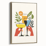 Landscape painting of rolling hills and a sunrise, in muted earth tones on a framed canvas, suitable for bedroom decor.