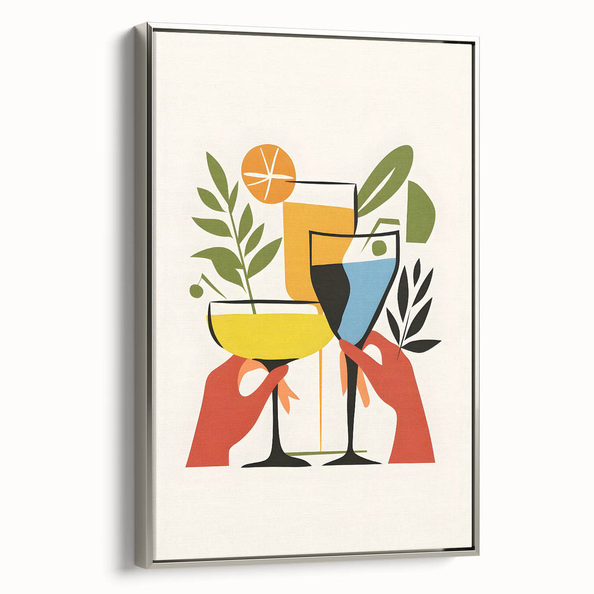 Landscape art painting of colorful fruits on a black vintage poster, framed canvas, ideal for kitchen wall decor.