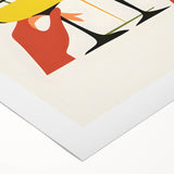 Art deco poster featuring vintage food and drink illustrations on a rolled canvas, suitable for dining room decor.