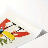 Extra large rolled print featuring black and white line art of flowers, ideal for large living room wall art.