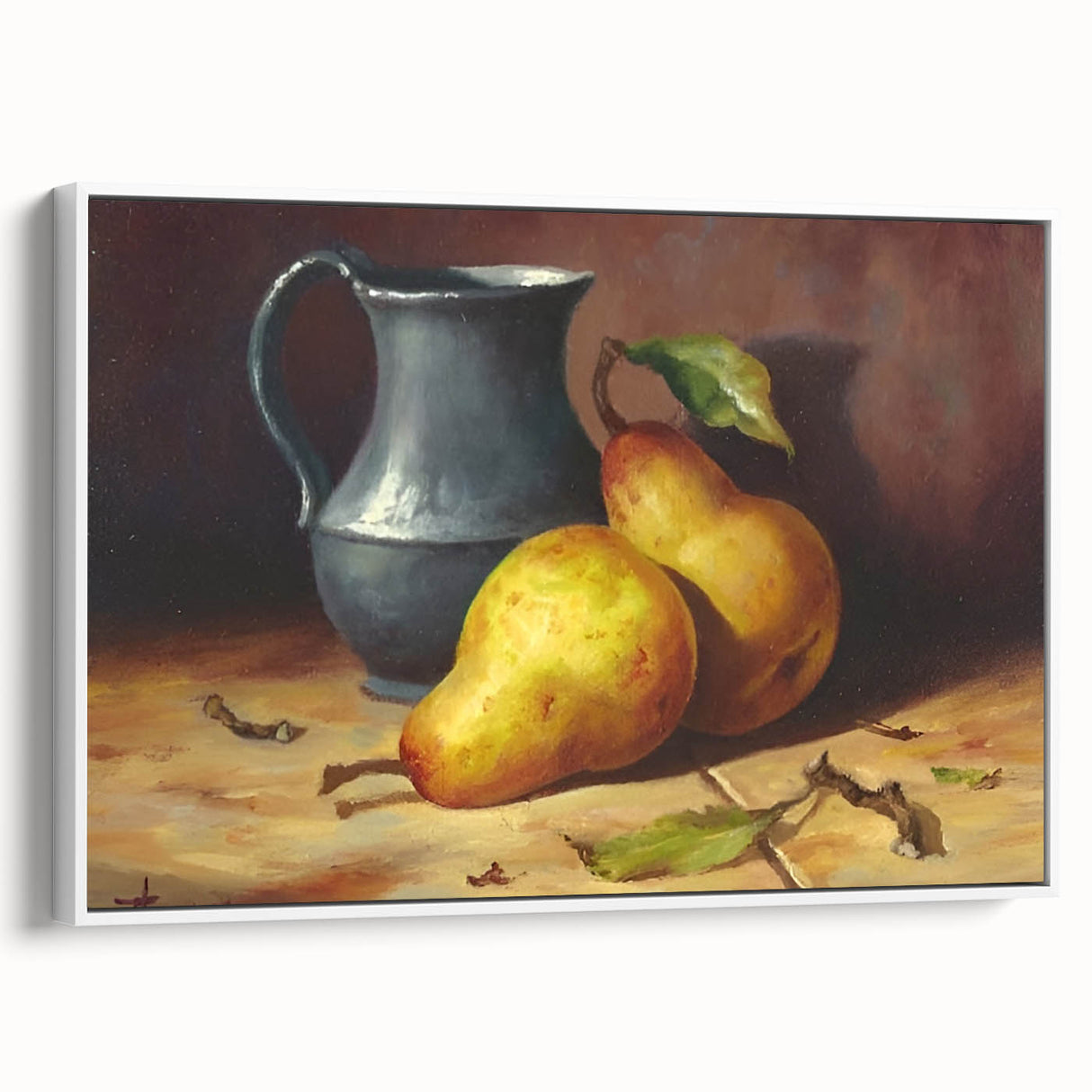 Vintage poster art of colorful fruits on a black background, framed canvas, suitable for large living room walls.
