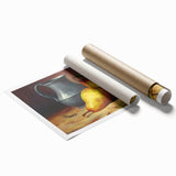 Rolled canvas print featuring a vibrant array of fruits in a realistic style, suitable for classy bathroom wall art.
