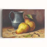 Large black and white stretched canvas of assorted fruits, ideal for kitchen wall art.