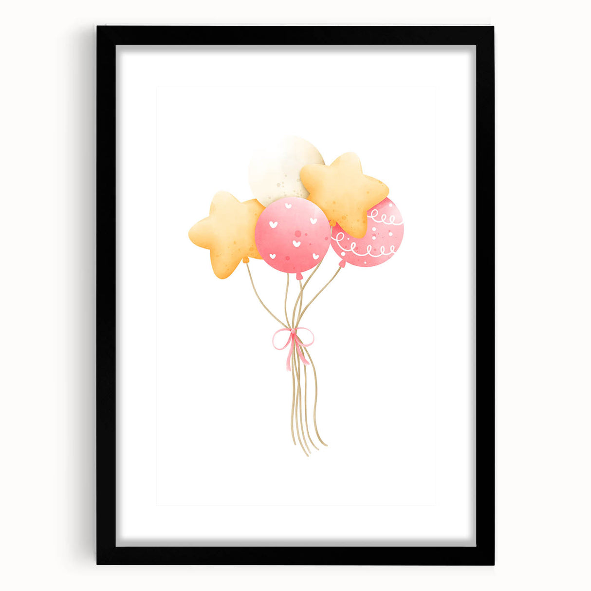 Children’s Wall Decor - Star and Heart Balloons Kids Room Art