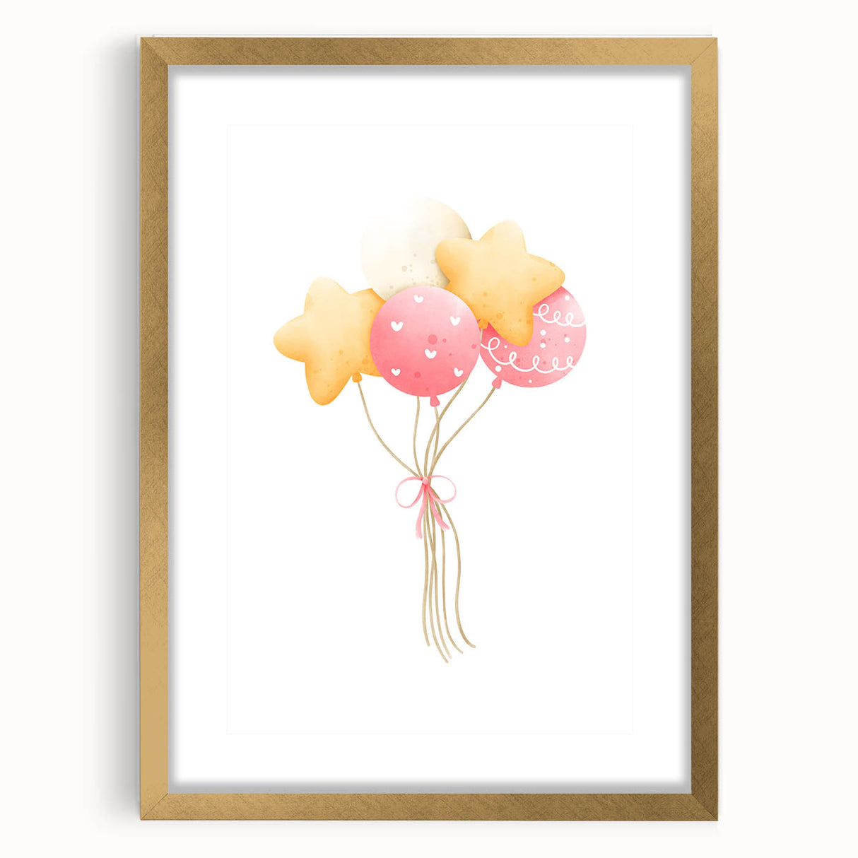 Children’s Wall Decor - Star and Heart Balloons Kids Room Art