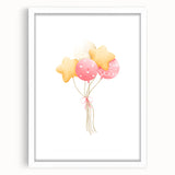 Children’s Wall Decor - Star and Heart Balloons Kids Room Art