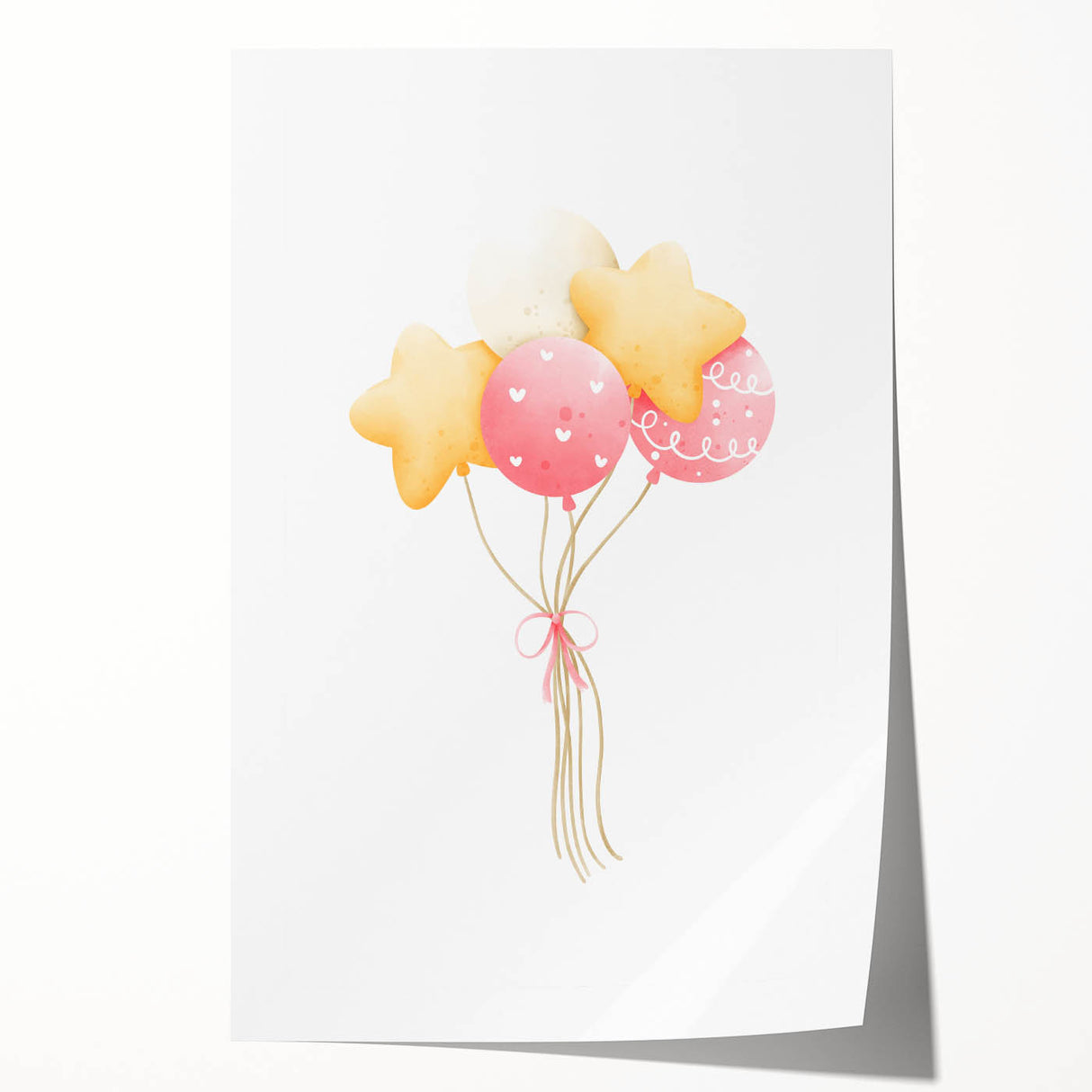 Children’s Wall Decor - Star and Heart Balloons Kids Room Art