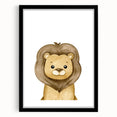 Framed Canvas Art for Children – Cute Watercolor Lion Print