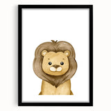 Framed Canvas Art for Children – Cute Watercolor Lion Print