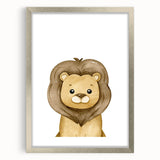 Framed Canvas Art for Children – Cute Watercolor Lion Print