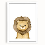 Framed Canvas Art for Children – Cute Watercolor Lion Print
