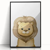 Framed Canvas Art for Children – Cute Watercolor Lion Print