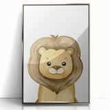 Framed Canvas Art for Children – Cute Watercolor Lion Print