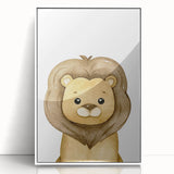 Framed Canvas Art for Children – Cute Watercolor Lion Print
