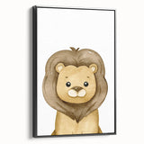 Framed Canvas Art for Children – Cute Watercolor Lion Print