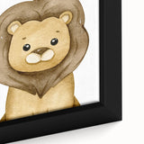 Framed Canvas Art for Children – Cute Watercolor Lion Print