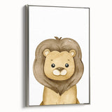 Framed Canvas Art for Children – Cute Watercolor Lion Print