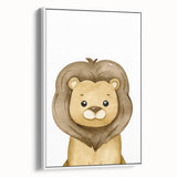 Framed Canvas Art for Children – Cute Watercolor Lion Print