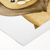 Framed Canvas Art for Children – Cute Watercolor Lion Print