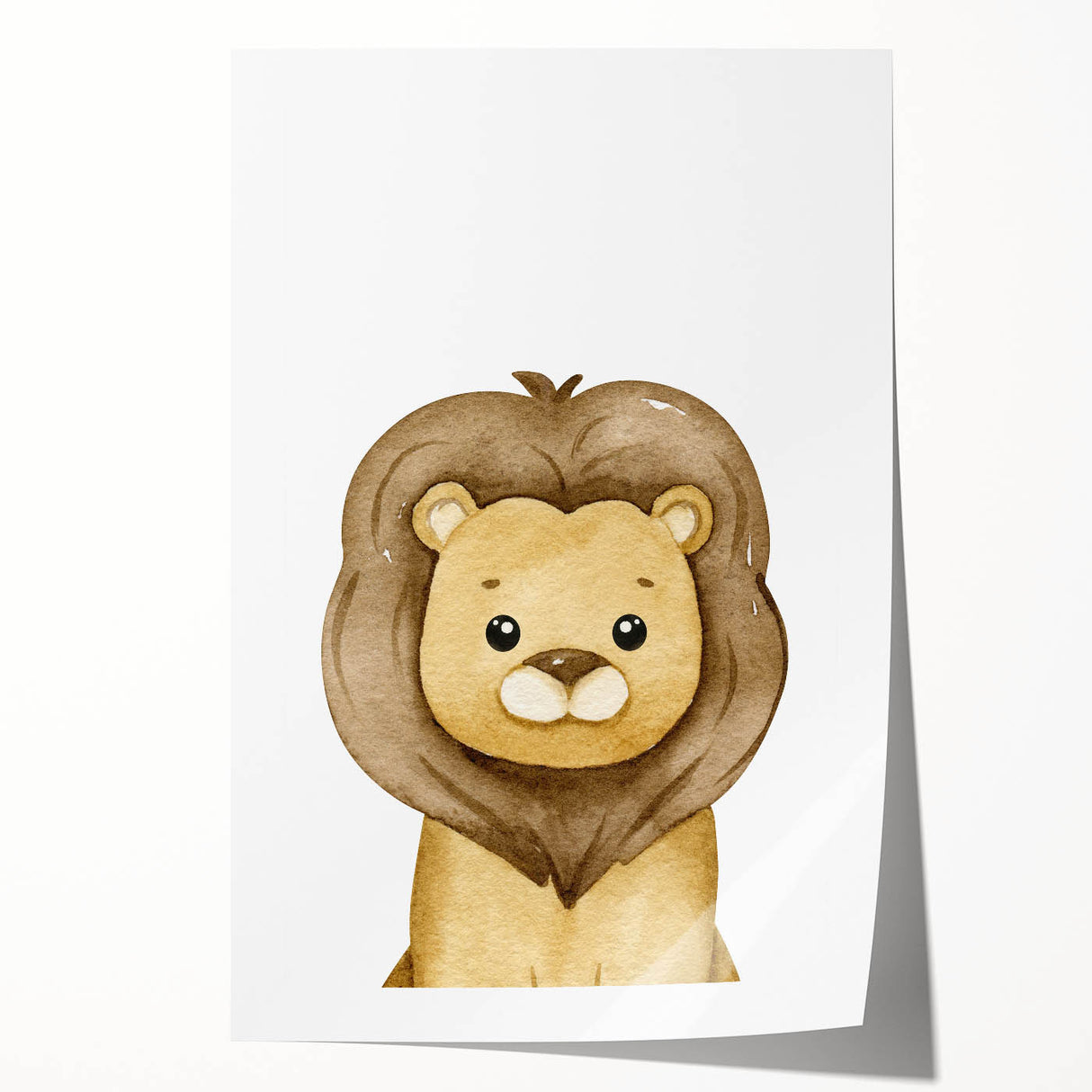 Framed Canvas Art for Children – Cute Watercolor Lion Print