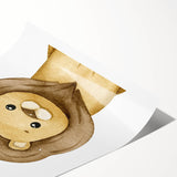 Framed Canvas Art for Children – Cute Watercolor Lion Print