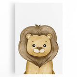 Framed Canvas Art for Children – Cute Watercolor Lion Print