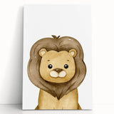 Framed Canvas Art for Children – Cute Watercolor Lion Print