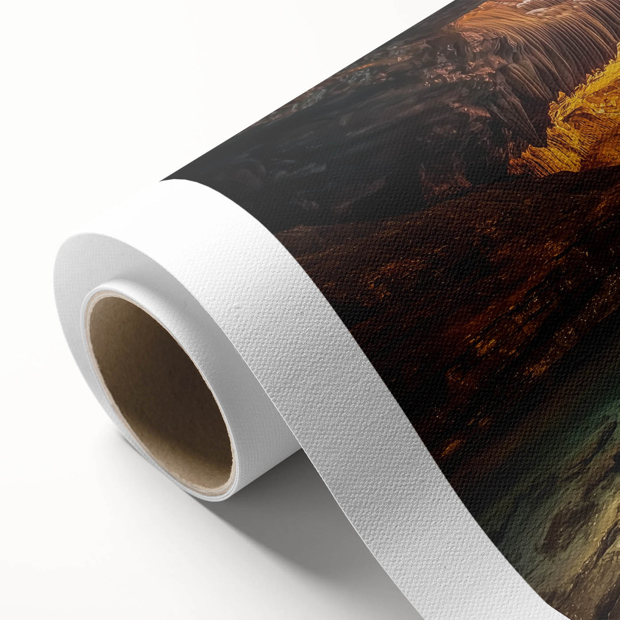 Stunning rolled canvas artwork depicting vibrant canyons in a landscape design, showcasing rich colors and intricate details, ideal for home decor.