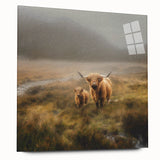 Landscape wall art showcasing a serene countryside scene, presented in a sleek acrylic glass frame, emphasizing vibrant green fields and a clear blue sky, ideal for home decor.