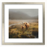 Elegant silver-framed landscape wall art showcasing a serene countryside scene with lush greenery and rolling hills, perfect for home decor enhancement.