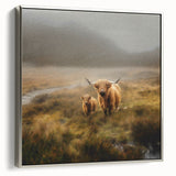 Framed landscape wall art showcasing a serene countryside scene with lush greenery and a blue sky, featuring a silver side frame for an elegant touch.