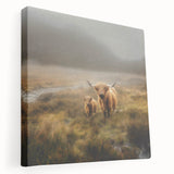 Stretched canvas wall art depicting a serene countryside landscape, featuring lush green fields and a vibrant sunset, ideal for home decor enthusiasts.