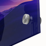 Close-up view of a vibrant desert landscape acrylic glass artwork, showcasing rich warm tones of orange and yellow with intricate details, perfect for modern home decor.