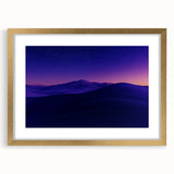 Framed desert landscape artwork with a gold mat, showcasing vibrant colors and intricate details, perfect for home decor or art enthusiasts.