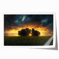 Vibrant landscape print showcasing rolling green fields under a blue sky, elegantly rolled for easy transport, perfect for home decor or art enthusiasts.