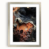 Abstract textured art print in neutral tones, displayed in a silver frame with mat, suitable for bedroom decor.