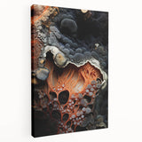 Large abstract art on stretched canvas featuring natural close-up elements in earth tones, suitable for kitchen wall decor.