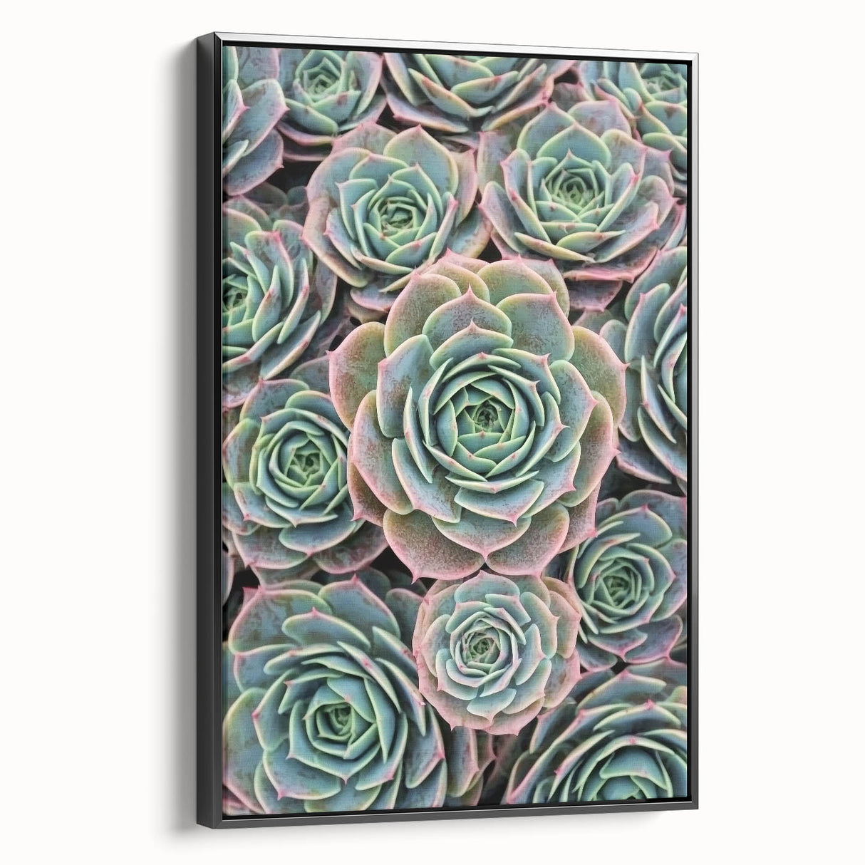 Black and white framed canvas depicting a close-up floral design, ideal for bedroom wall art.