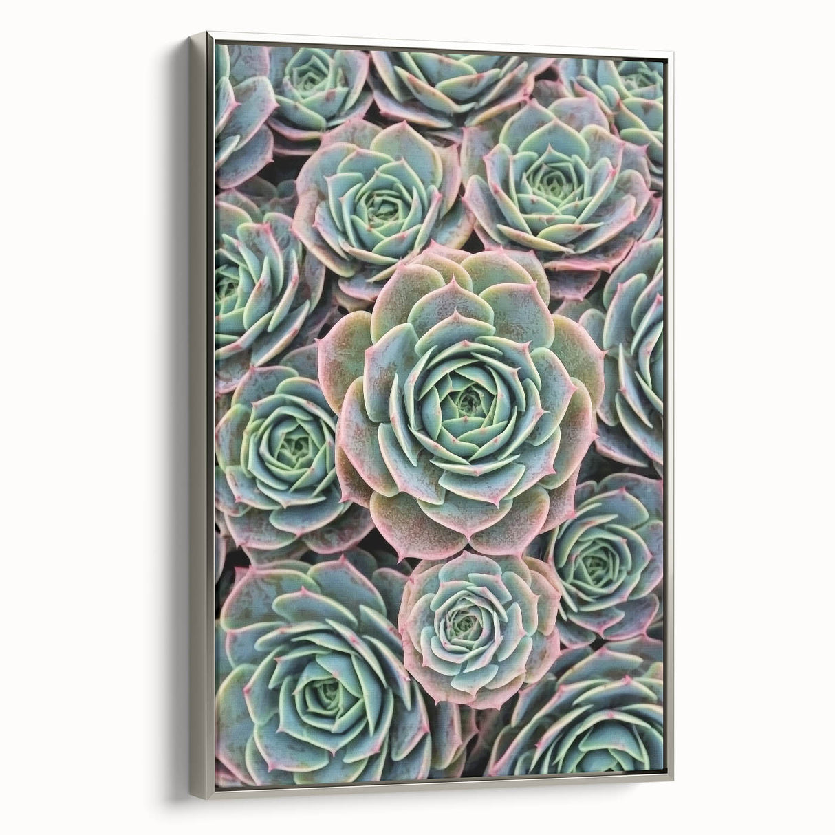 Landscape art painting of colorful florals in a silver frame, ideal for vintage poster art enthusiasts.