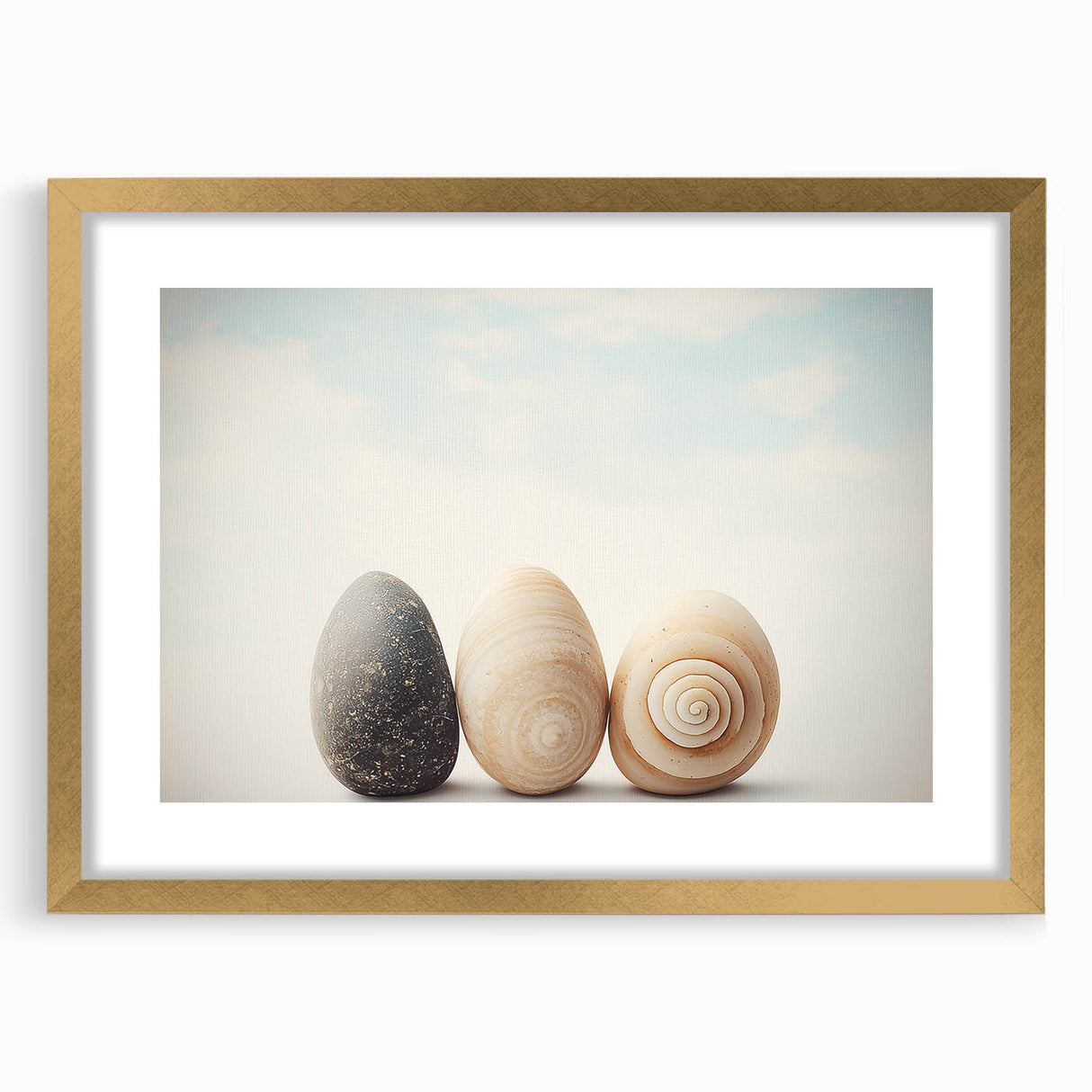 Extra large abstract art print featuring textured swirls in earth tones, framed in gold, ideal for living room decor.