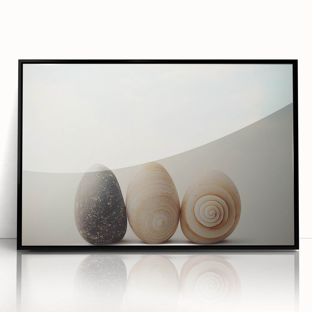 Large abstract wall art featuring swirling patterns in muted earth tones on a framed acrylic.