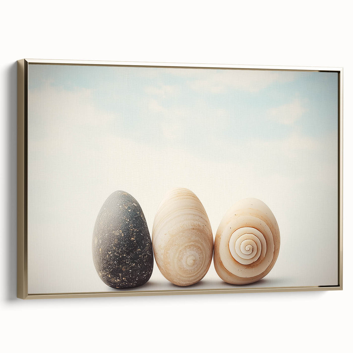 Framed canvas depicting a vintage-style landscape with dark tones and gold accents, ideal for bedroom wall art.